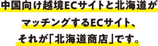 中国向け越境ECサイトと北海道がマッチングするECサイト、それが「北海道商店」です。